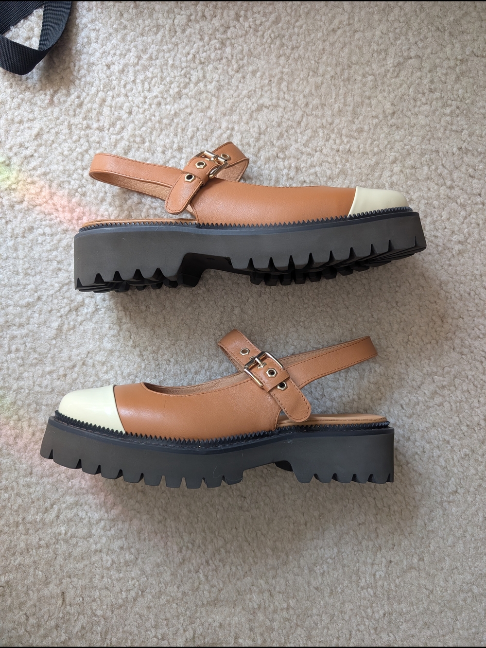 Marc Nolan Slingback Mary Jane in Tan and Cream